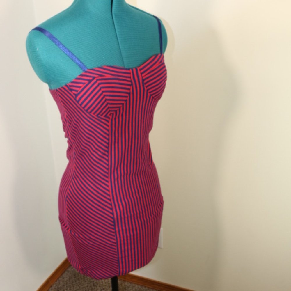 Forever 21- fitted mini dress, red and navy, size med